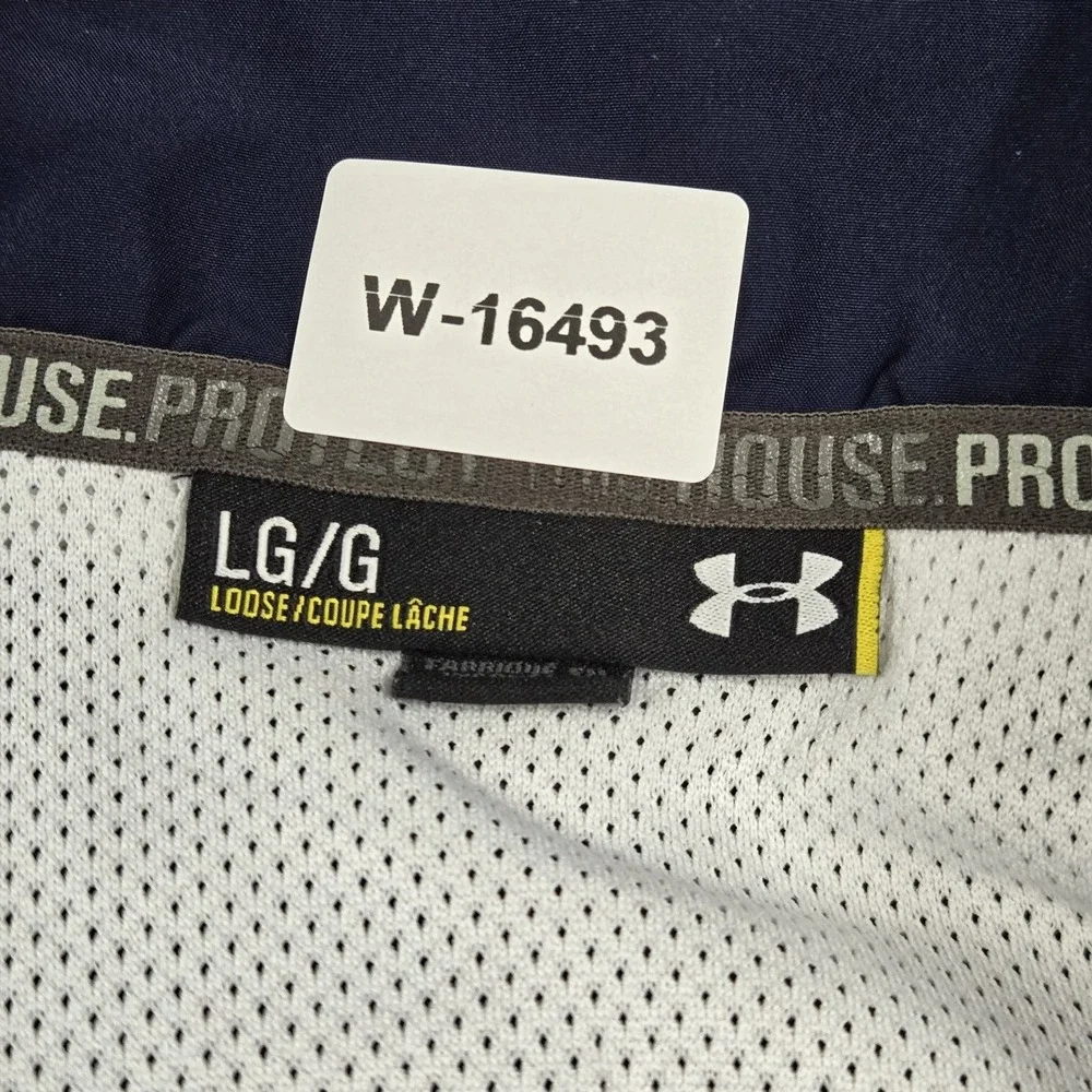 Under Armour Men Activewear Jacket L Blue Track Loose Logo Full Zip Mock Neck
